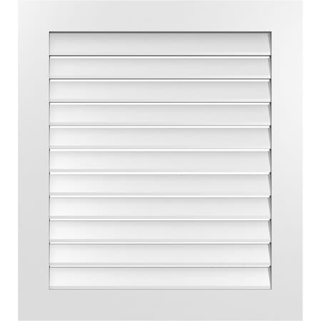 Ekena Millwork Vertical Surface Mount PVC Gable Vent: Functional, w/ 3-1/2"W x 1"P Standard Frame, 32"W x 36"H GVPVE32X3601SF